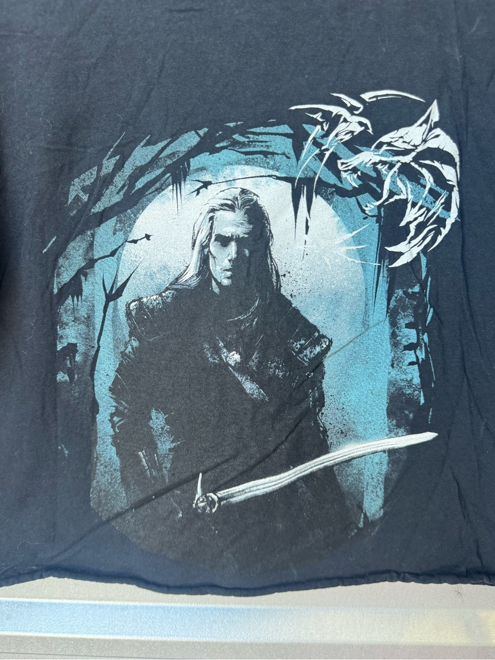 The Witcher Graphic Money Monsters Crop Tee in Black and Blue Women’s S - Picture 3 of 5